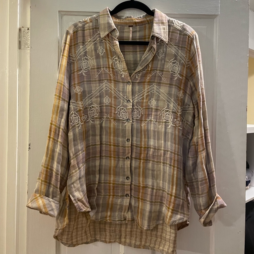Free People Embroidered Flannel